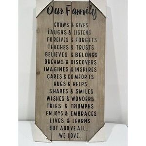 Our Family Home Decor Wood Frame New